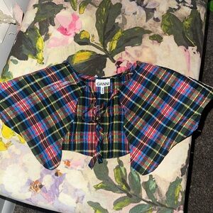Ganni plaid collar